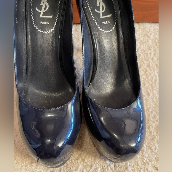 YSL Saint Laurent Tribute Pump - Navy Blue Patent Leather - BEAUTIFUL CONDITION - Picture 4 of 9